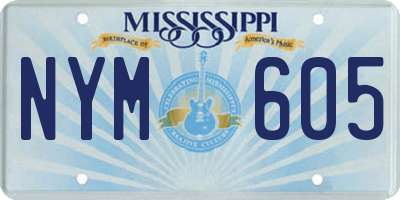 MS license plate NYM605