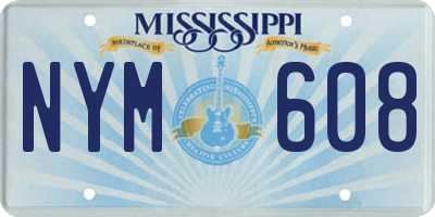 MS license plate NYM608