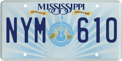 MS license plate NYM610
