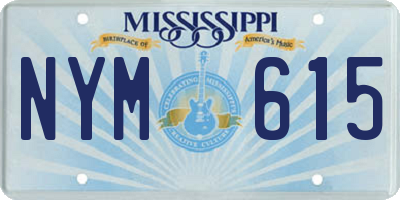 MS license plate NYM615