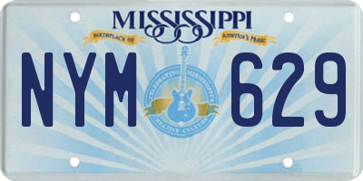 MS license plate NYM629