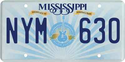 MS license plate NYM630