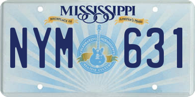 MS license plate NYM631