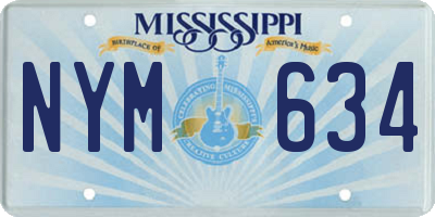 MS license plate NYM634
