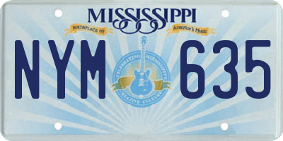 MS license plate NYM635