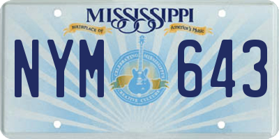 MS license plate NYM643