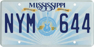 MS license plate NYM644