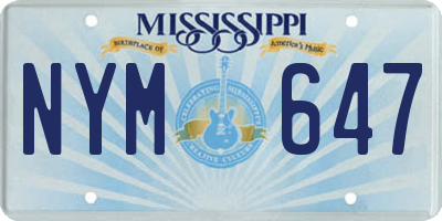 MS license plate NYM647