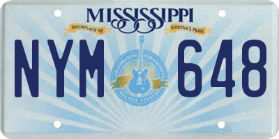 MS license plate NYM648