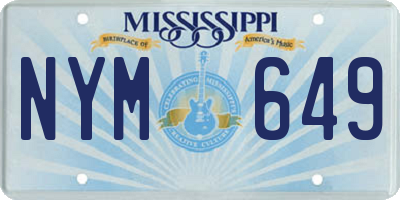 MS license plate NYM649