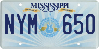 MS license plate NYM650