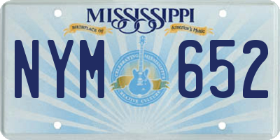 MS license plate NYM652