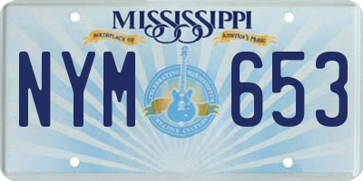 MS license plate NYM653