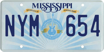 MS license plate NYM654
