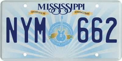 MS license plate NYM662
