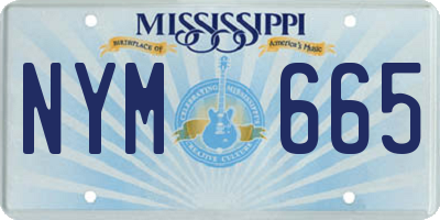 MS license plate NYM665