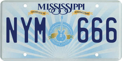 MS license plate NYM666