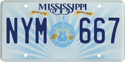 MS license plate NYM667