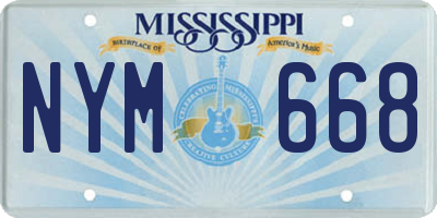 MS license plate NYM668