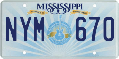 MS license plate NYM670