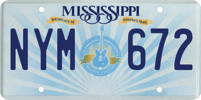 MS license plate NYM672