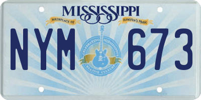 MS license plate NYM673