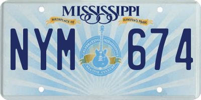 MS license plate NYM674