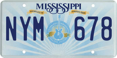 MS license plate NYM678