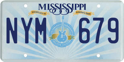 MS license plate NYM679