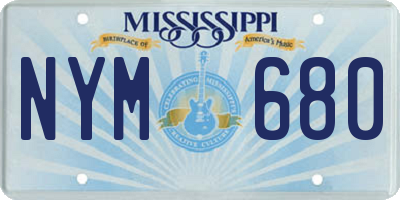 MS license plate NYM680