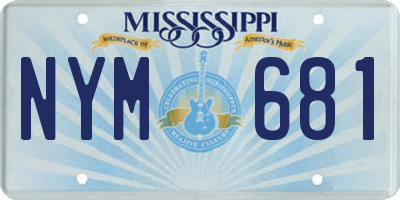 MS license plate NYM681