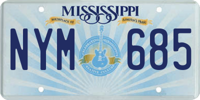 MS license plate NYM685