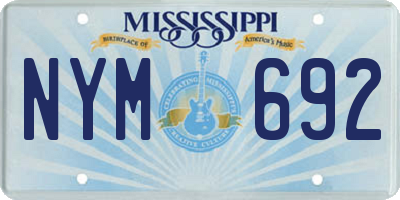 MS license plate NYM692