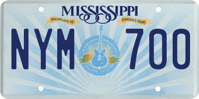 MS license plate NYM700
