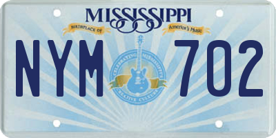 MS license plate NYM702