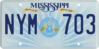 MS license plate NYM703