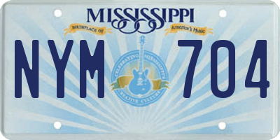 MS license plate NYM704