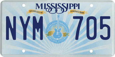MS license plate NYM705