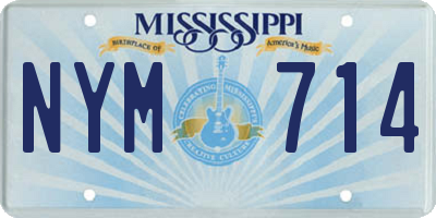 MS license plate NYM714