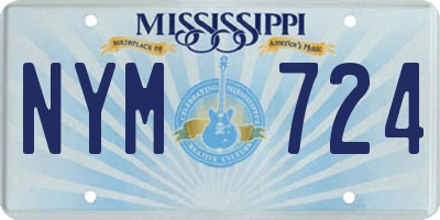 MS license plate NYM724