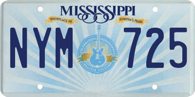 MS license plate NYM725