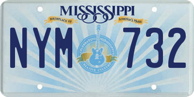 MS license plate NYM732