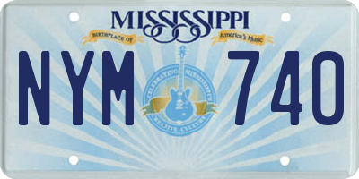 MS license plate NYM740