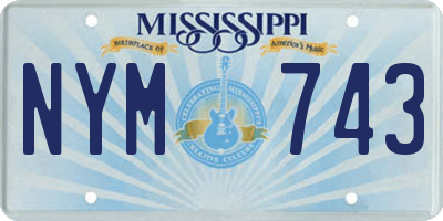 MS license plate NYM743