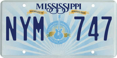 MS license plate NYM747