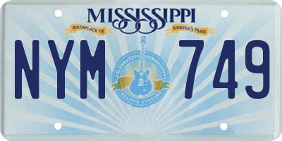 MS license plate NYM749