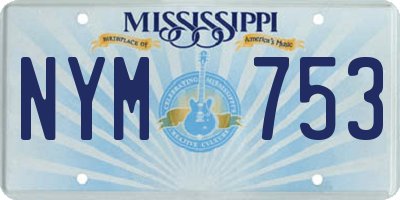 MS license plate NYM753