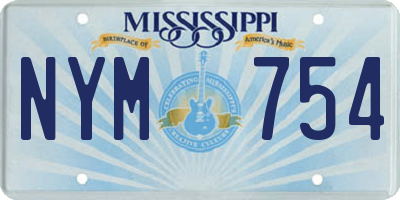 MS license plate NYM754