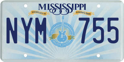 MS license plate NYM755