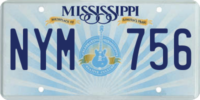 MS license plate NYM756